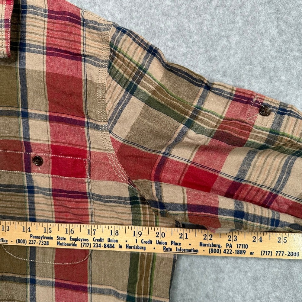 LRL Lauren Jeans Co Ralph Lauren Womens Plaid Linen Long Sleeve Shirt Size M - Picture 5 of 6